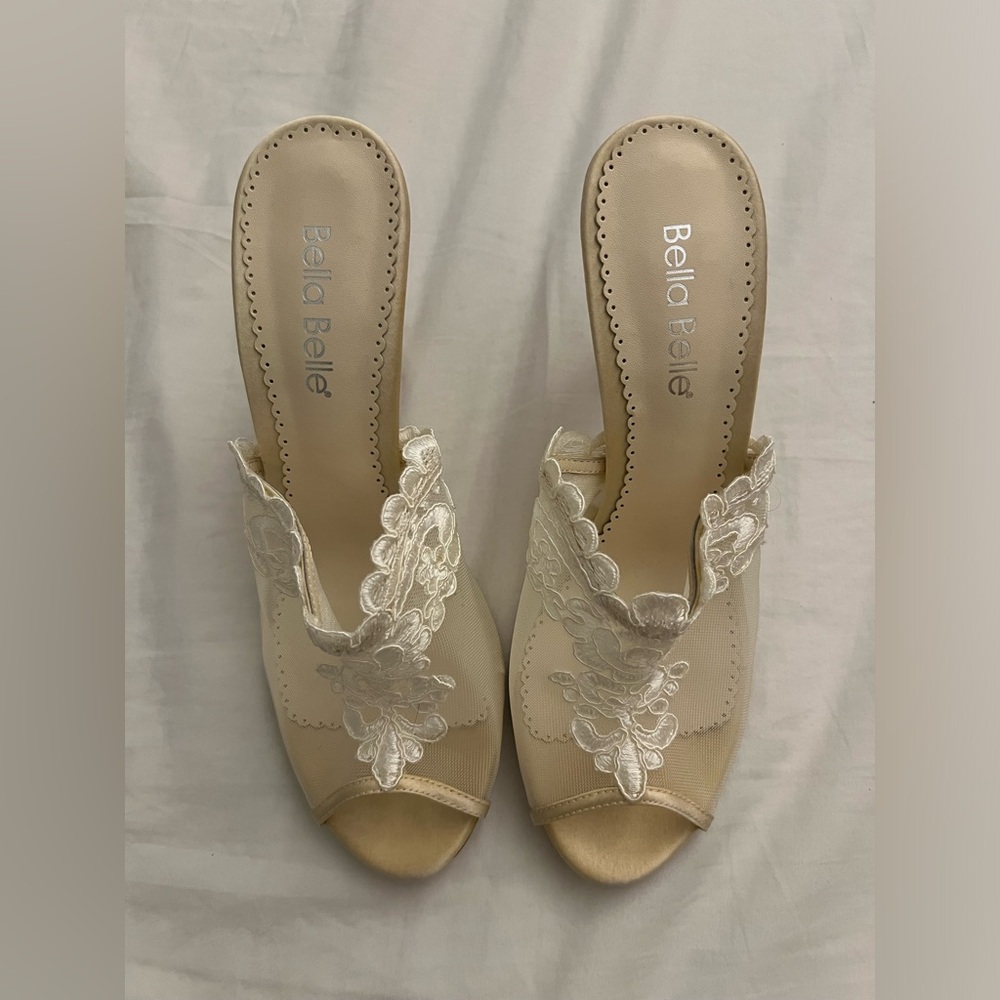 White Lace Heels